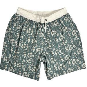 Winston Swim Trunks Mens Size 46 NWT Pockets Green Off White Floral Print
